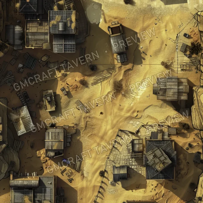 Ghost Town Swallowed By Shifting battlemap preview