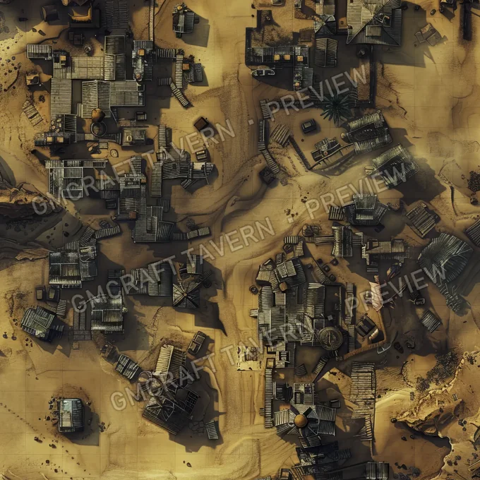 Ghost Town Swallowed By Shifting battlemap preview