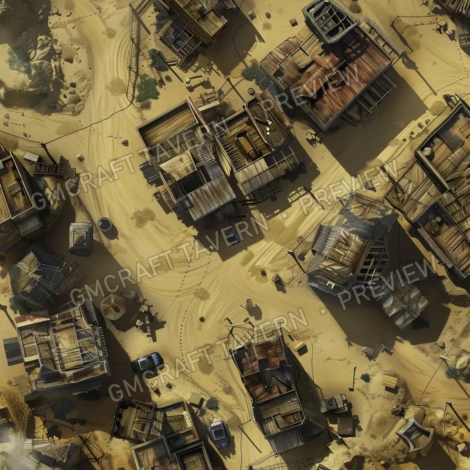 Ghost Town Swallowed By Shifting battlemap preview