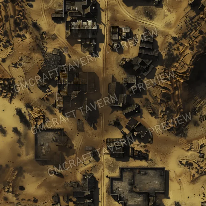 Ghost Town Swallowed By Shifting battlemap preview