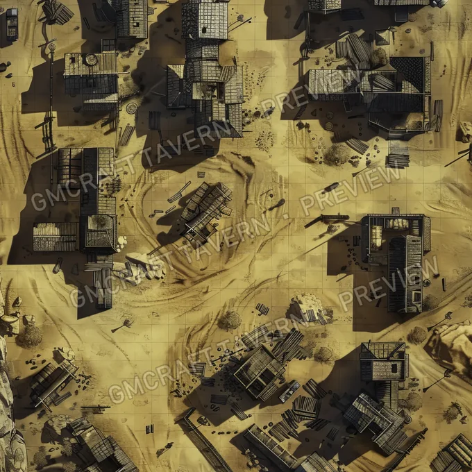 Ghost Town Swallowed By Shifting battlemap preview