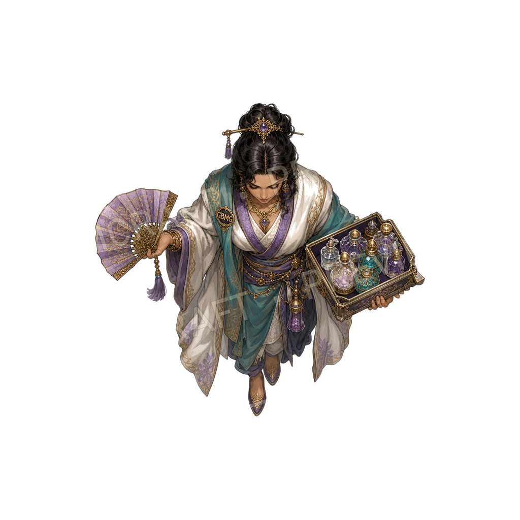 Gilded Bazaar Perfume Merchant top-down token preview