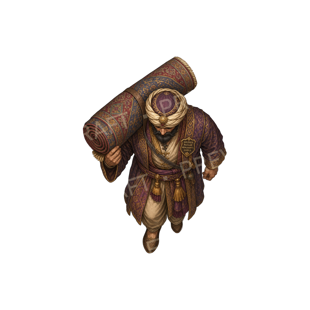 Gilded Bazaar Rug Merchant top-down token preview