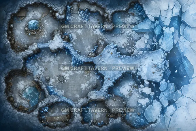 Aperçu de la battlemap de la brèche dans la grotte glaciaire