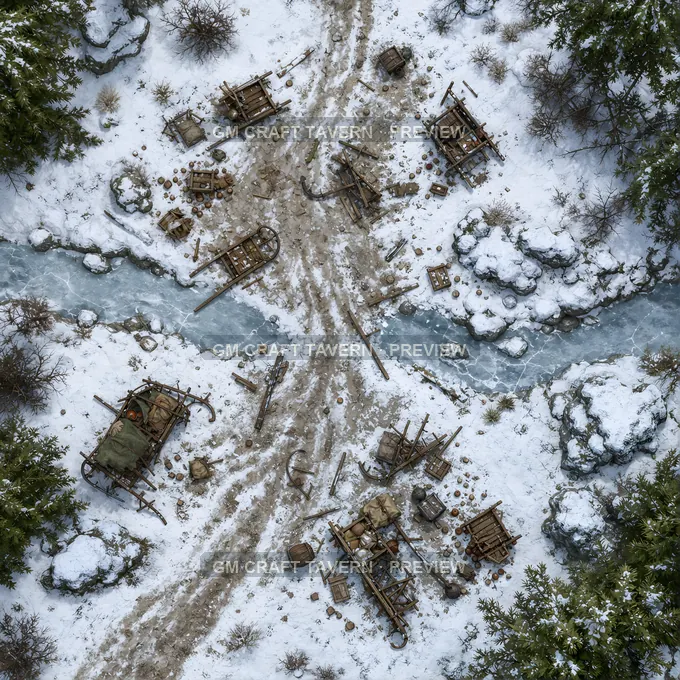 Aperçu de la battlemap de la piste du traîneau brisé
