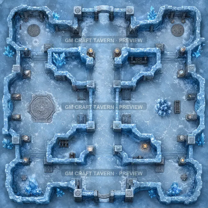 Aperçu de la battlemap du corridor de glace bleue