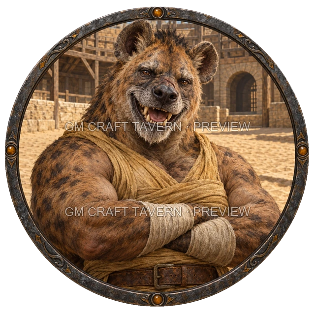Morga Redcliff - aperçu de token de combattant vu du dessus
