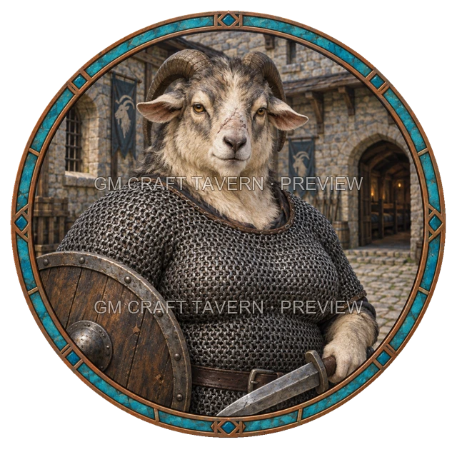 Grom Redcliff - aperçu de token de combattant vu du dessus