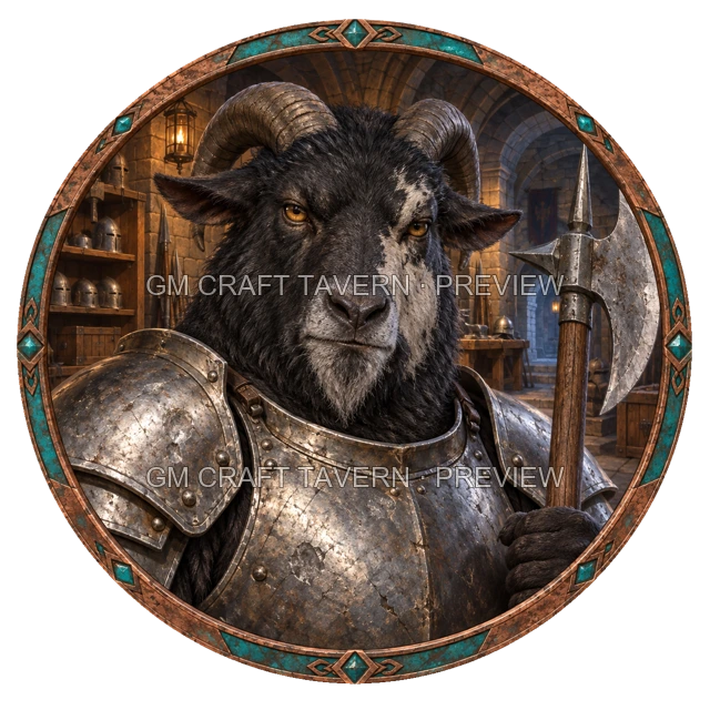 Varka Redcliff - aperçu de token de combattant vu du dessus