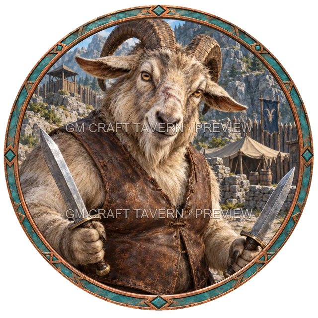 Durg Clearwell - aperçu de token de combattant vu du dessus