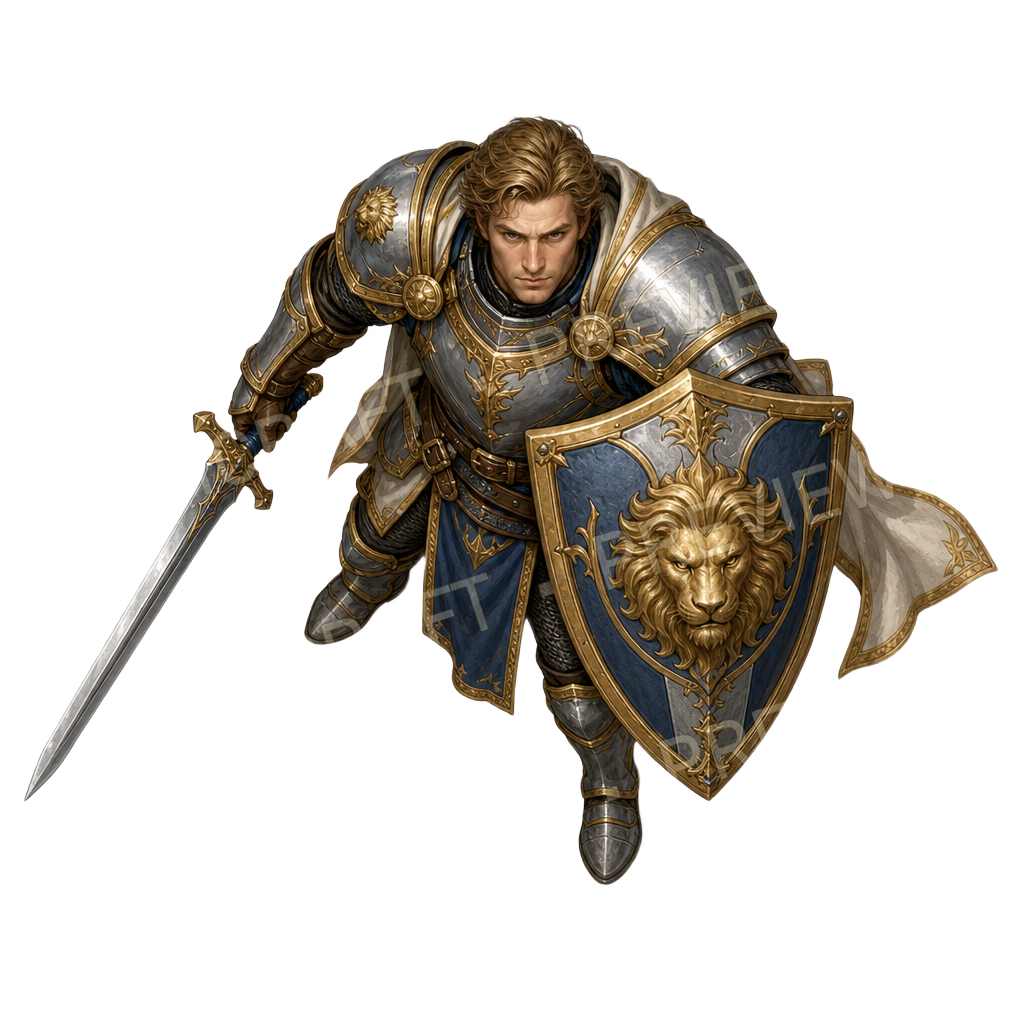 Lion Shield Knight top-down token preview