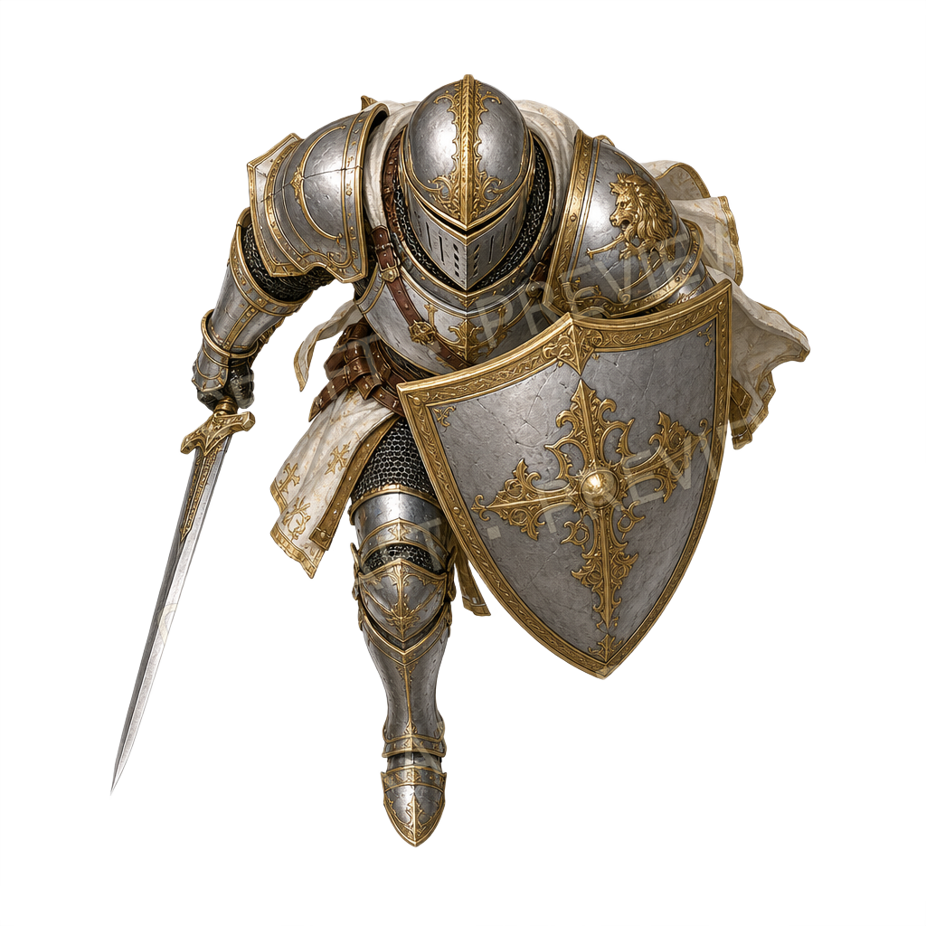 Heater Shield Swordsman top-down token preview