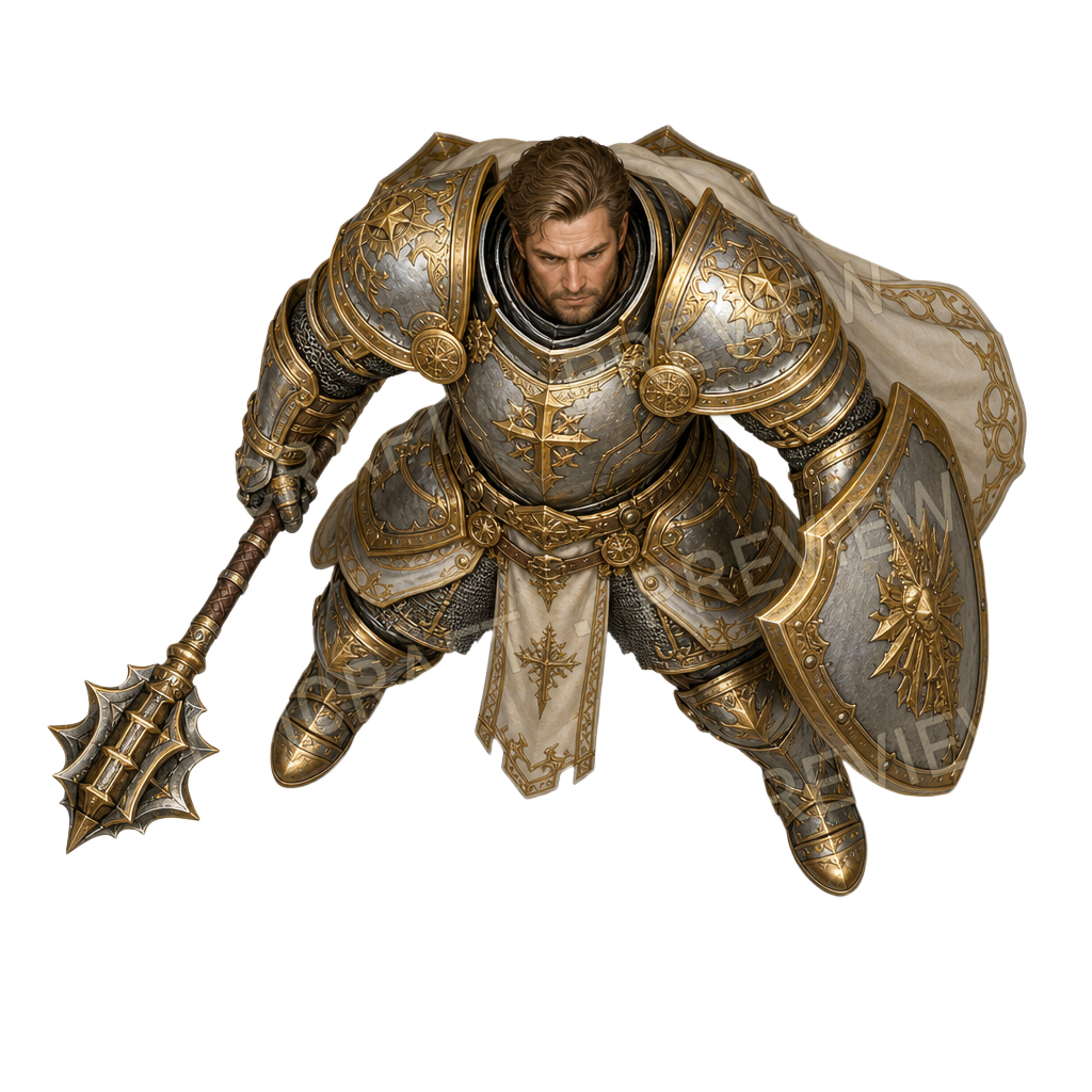 Gilded Mace Warden top-down token preview
