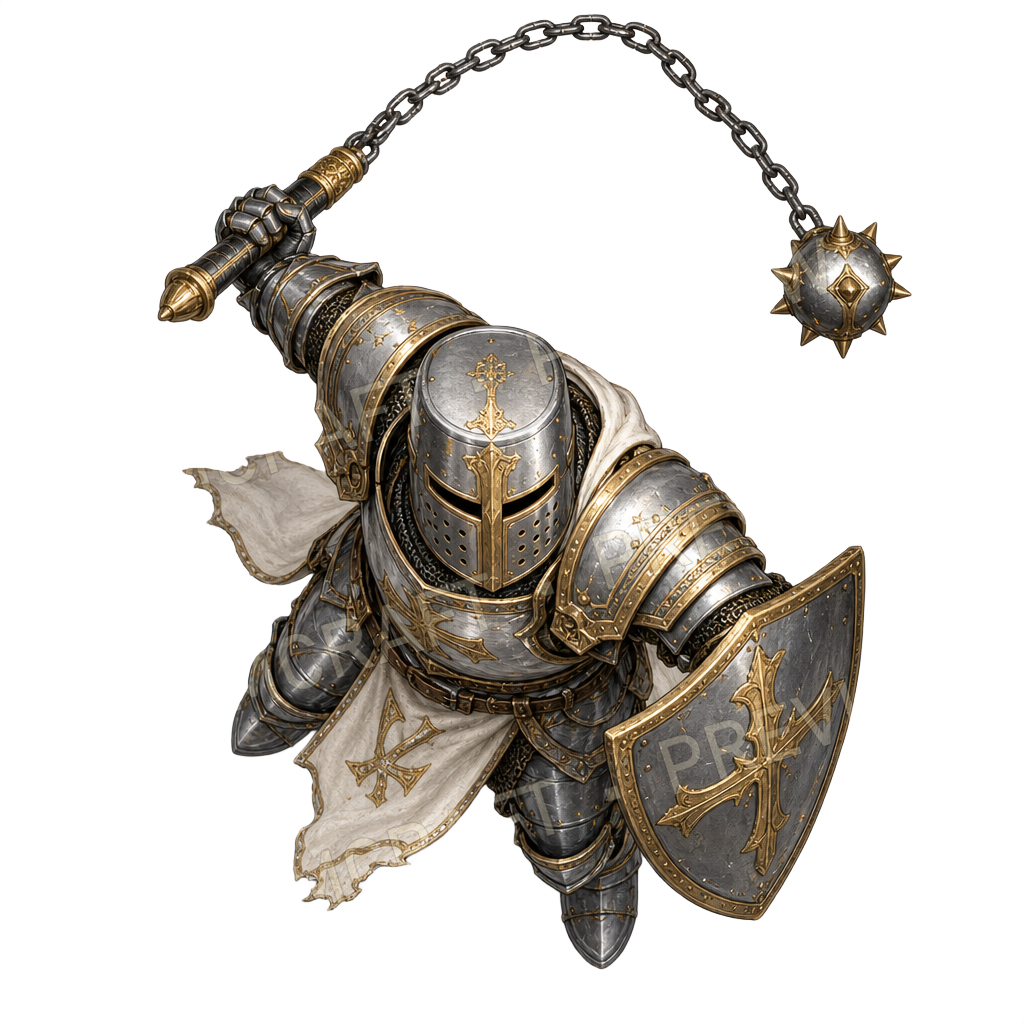 Chain Flail Warden top-down token preview