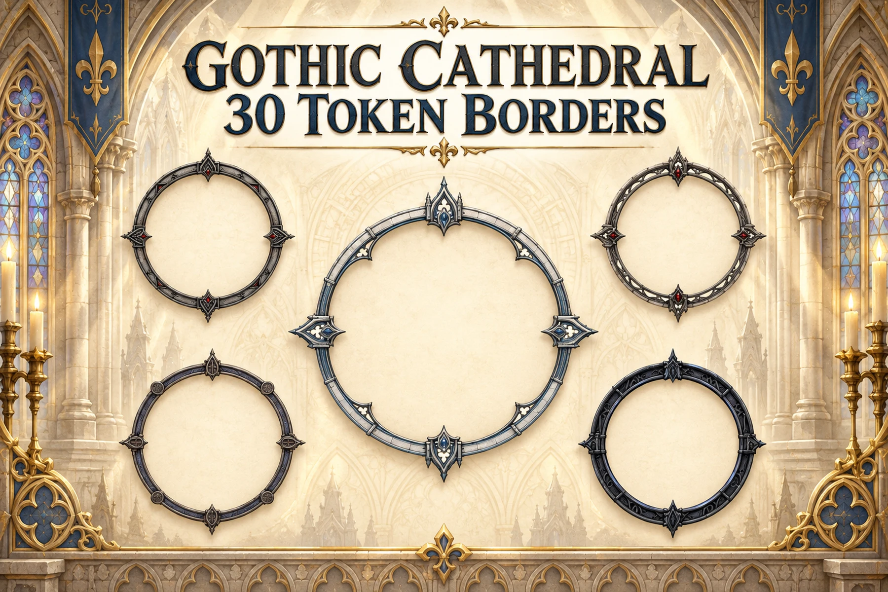 30 Gothic Cathedral Token Borders