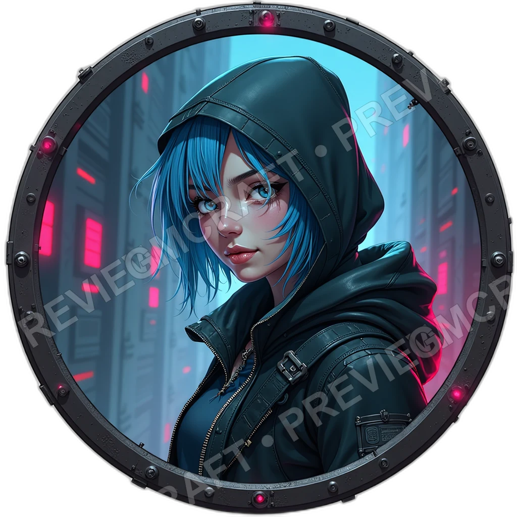 Hooded Codebreaker, Female, Temple Server Port, Holo Script Ribbons, Solder Stained Fingertips, Jittering Pupil Array, Hackers, ,Adult,1.8,, ,Obese Bu 0001 top-down token preview