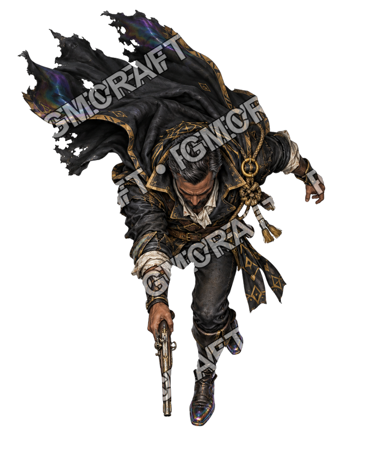 Pirate Ocean 0080 Fugitive Captain Oil Reflections Topdown Token top-down token preview