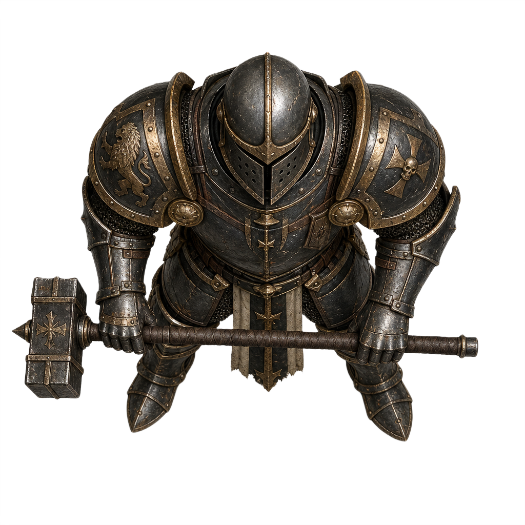 Barbute Warhammer Knight top-down token preview