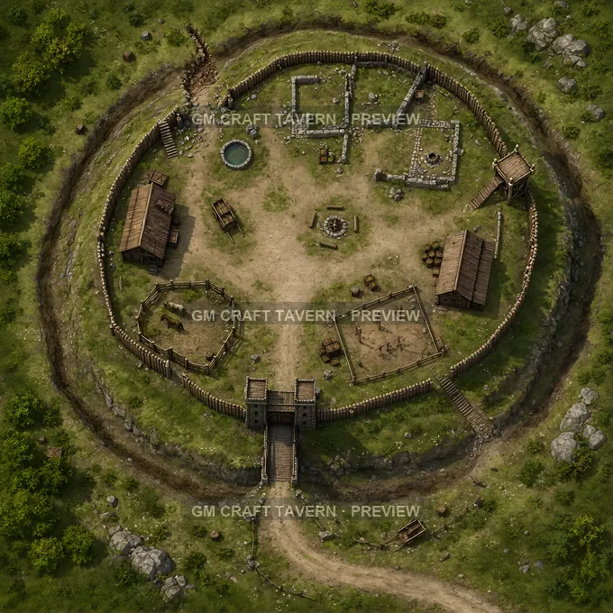 Aperçu de la battlemap « Fort de colline abandonné réinvesti par les gardes de la route »