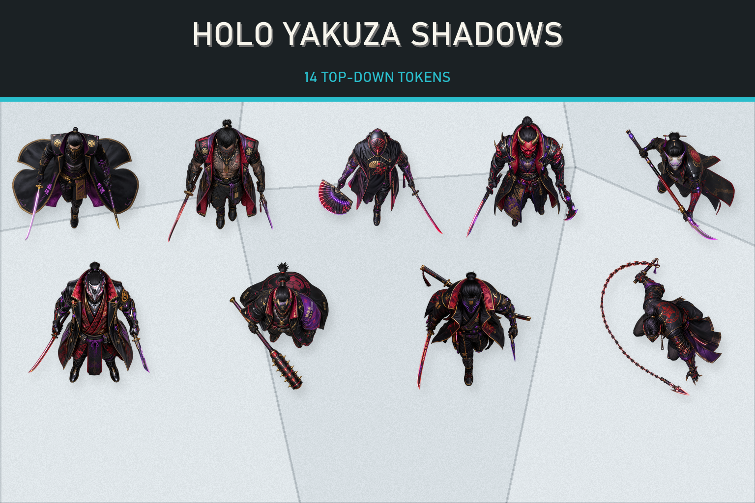 Holo Yakuza Shadows — 14 Free Top-Down Tokens