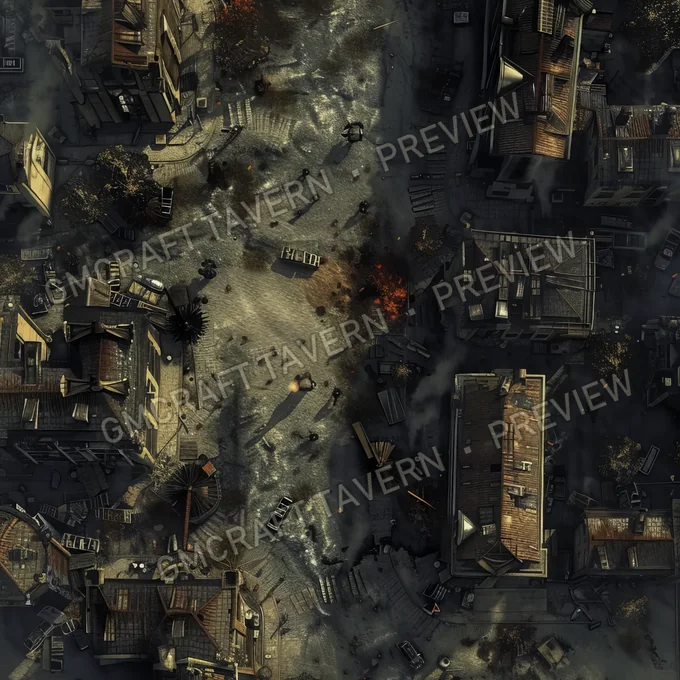 Aperçu de la battlemap Horde de zombies dans un