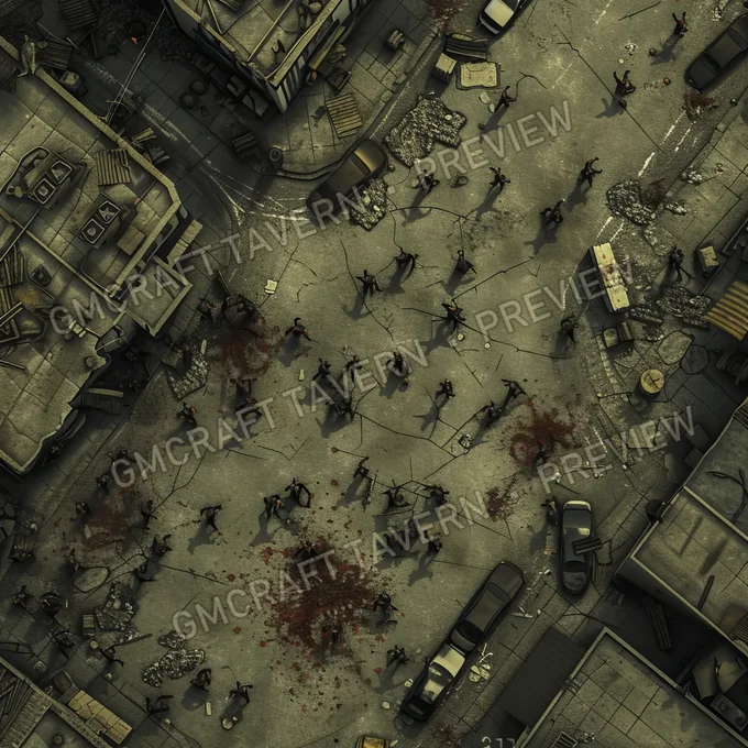 Aperçu de la battlemap Zombie Horde In A City Battl