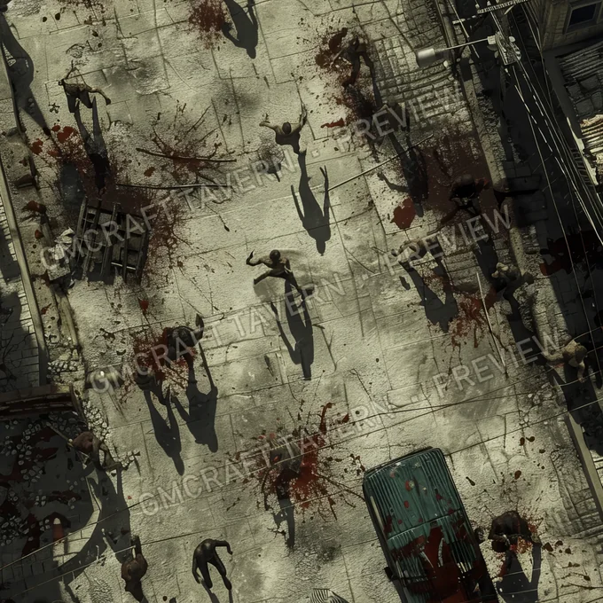 Aperçu de la battlemap Zombie Horde In A City Battl