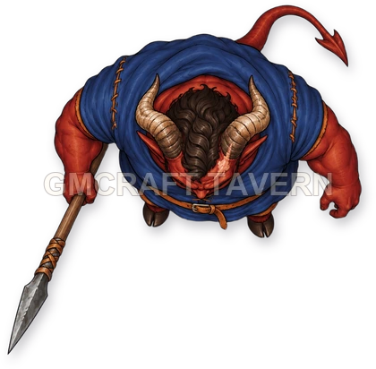 Horned Devils - Fighter - peasant levy top-down token preview