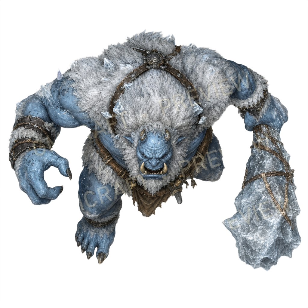 Monstre des glaces 01 Aperçu du token vu du dessus : troll des glaces brutal