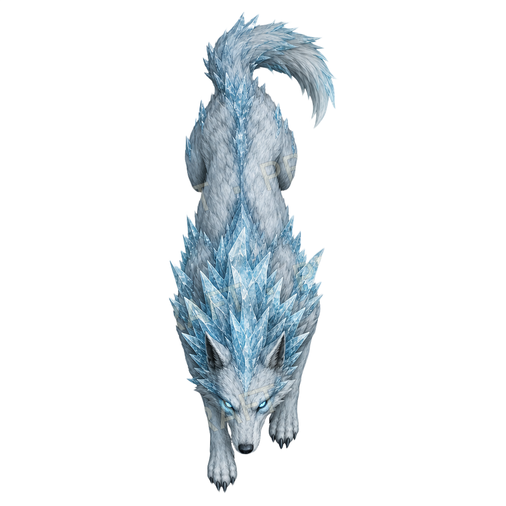 Monstre des glaces 02 Aperçu du token vu du dessus : loup des glaciers alpha