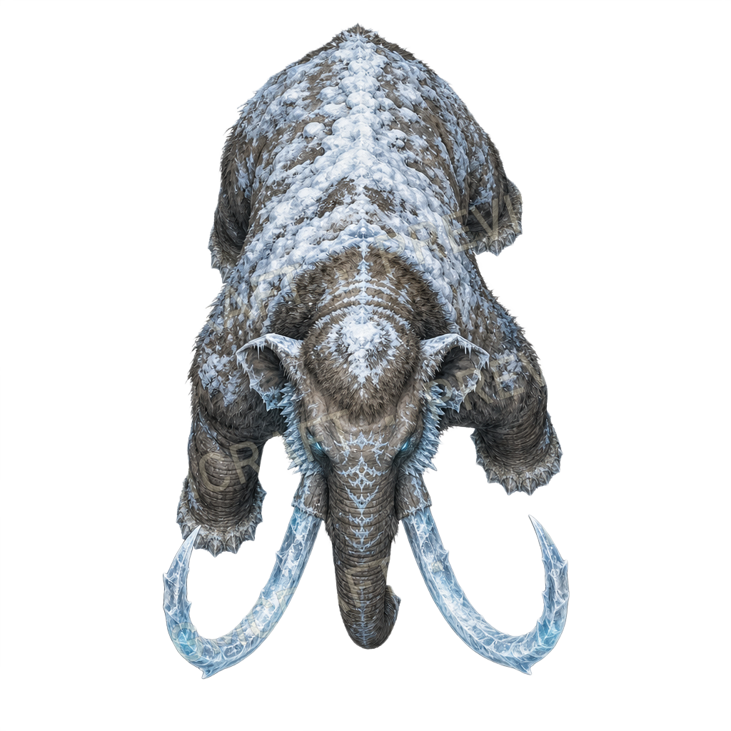 Monstre des glaces 04 Aperçu du token vu du dessus : gardien mammouth gelé