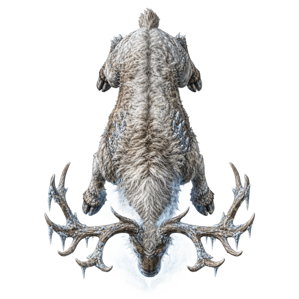 Monstre des glaces 06 Aperçu du token vu du dessus : bête renne à cornes de givre