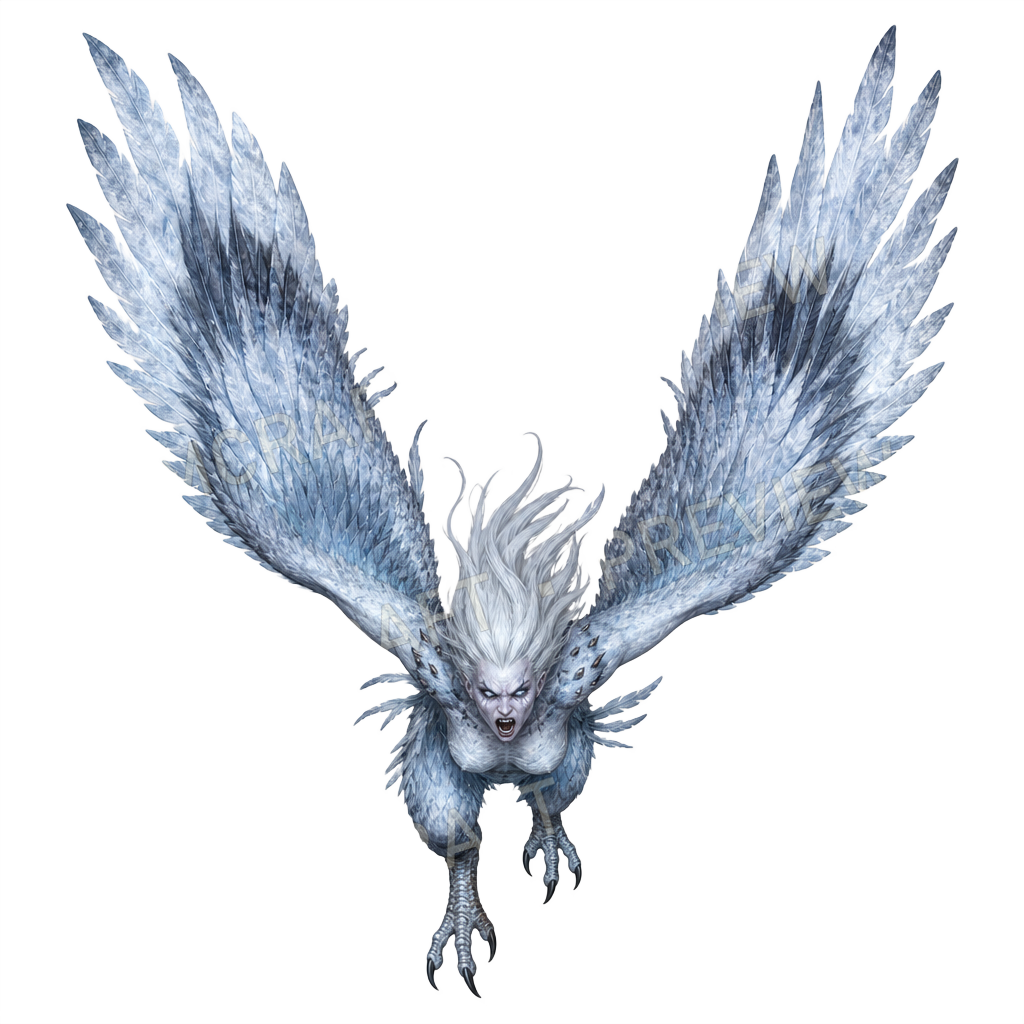Monstre de glace 17 Harpie du blizzard, aperçu de token vu du dessus