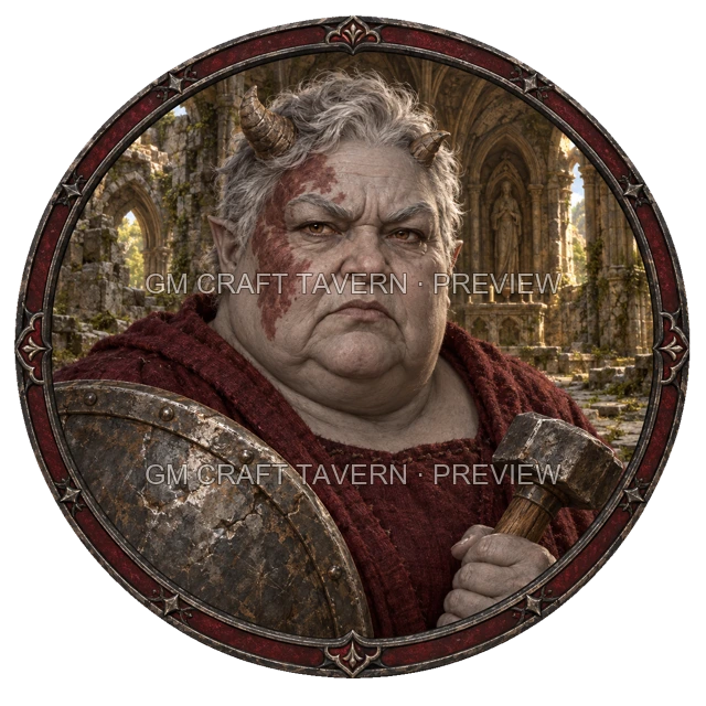 Aperçu du token vu du dessus de Grom Mossridge - Paladin