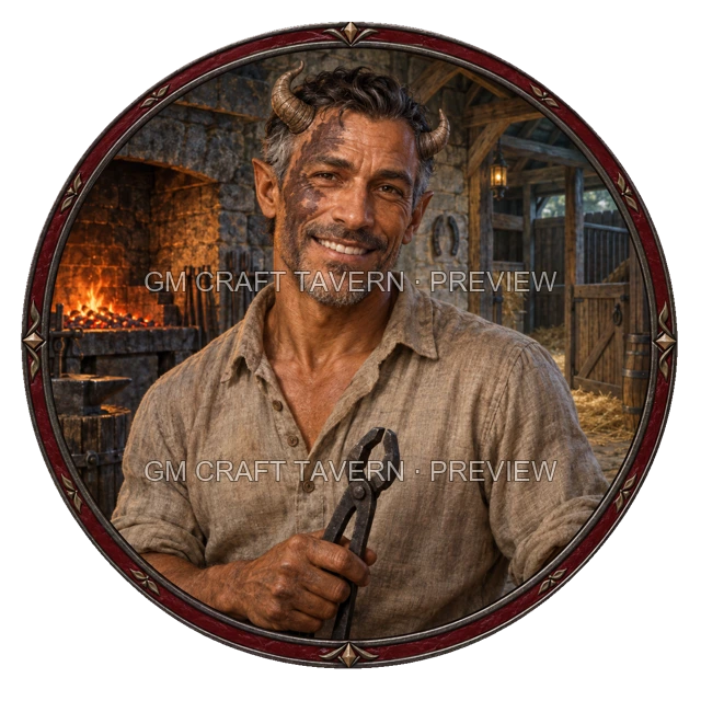 Varka Westmere - aperçu de token de forgeron vu du dessus