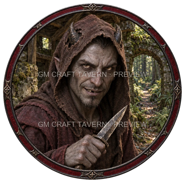 Aperçu de token de brigand de grand chemin vu du dessus