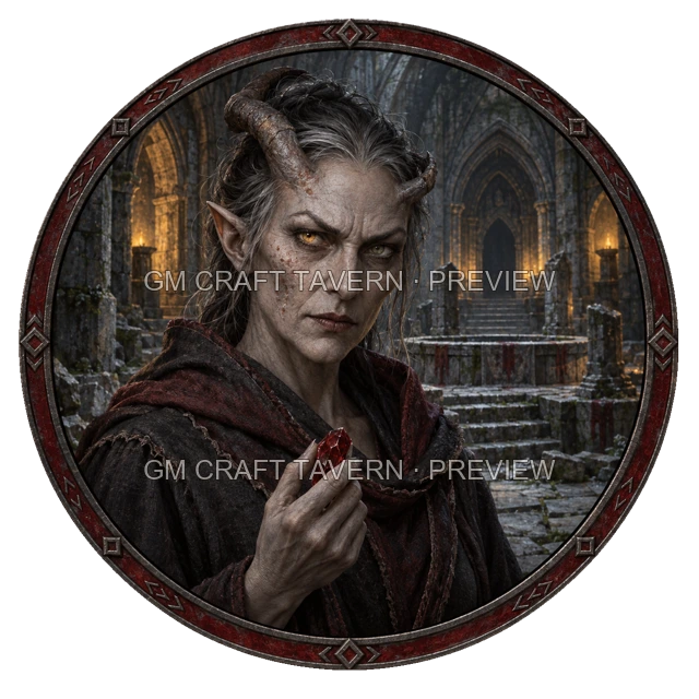 Aperçu de token de sorcier maléfique vu du dessus