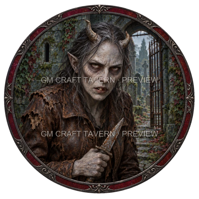Aperçu de token de bandit mort-vivant vu du dessus
