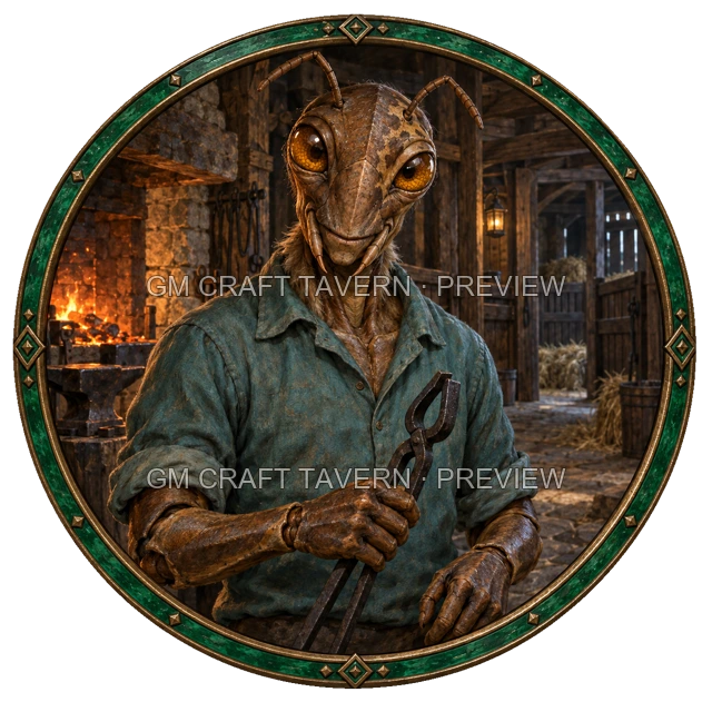 Varka Westmere - aperçu de token de forgeron vu du dessus