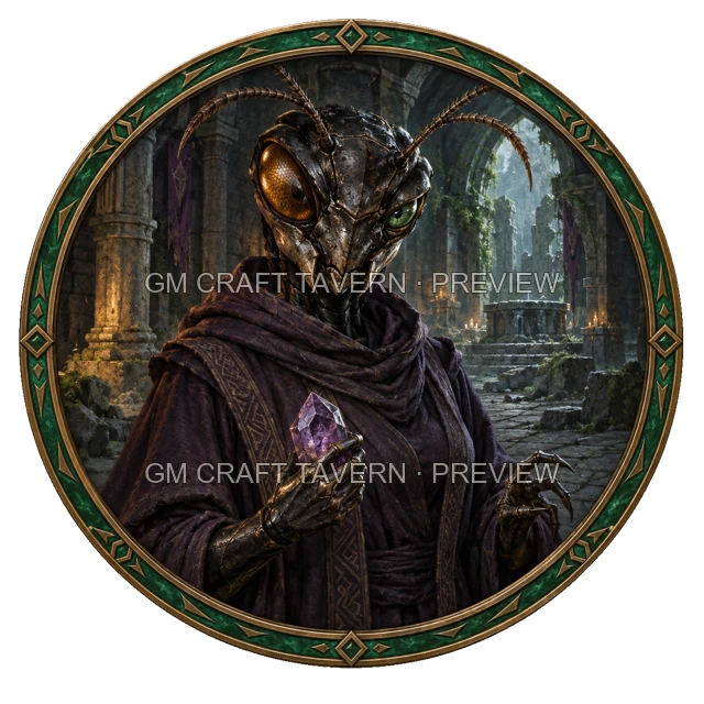 Aperçu de token de sorcier maléfique vu du dessus