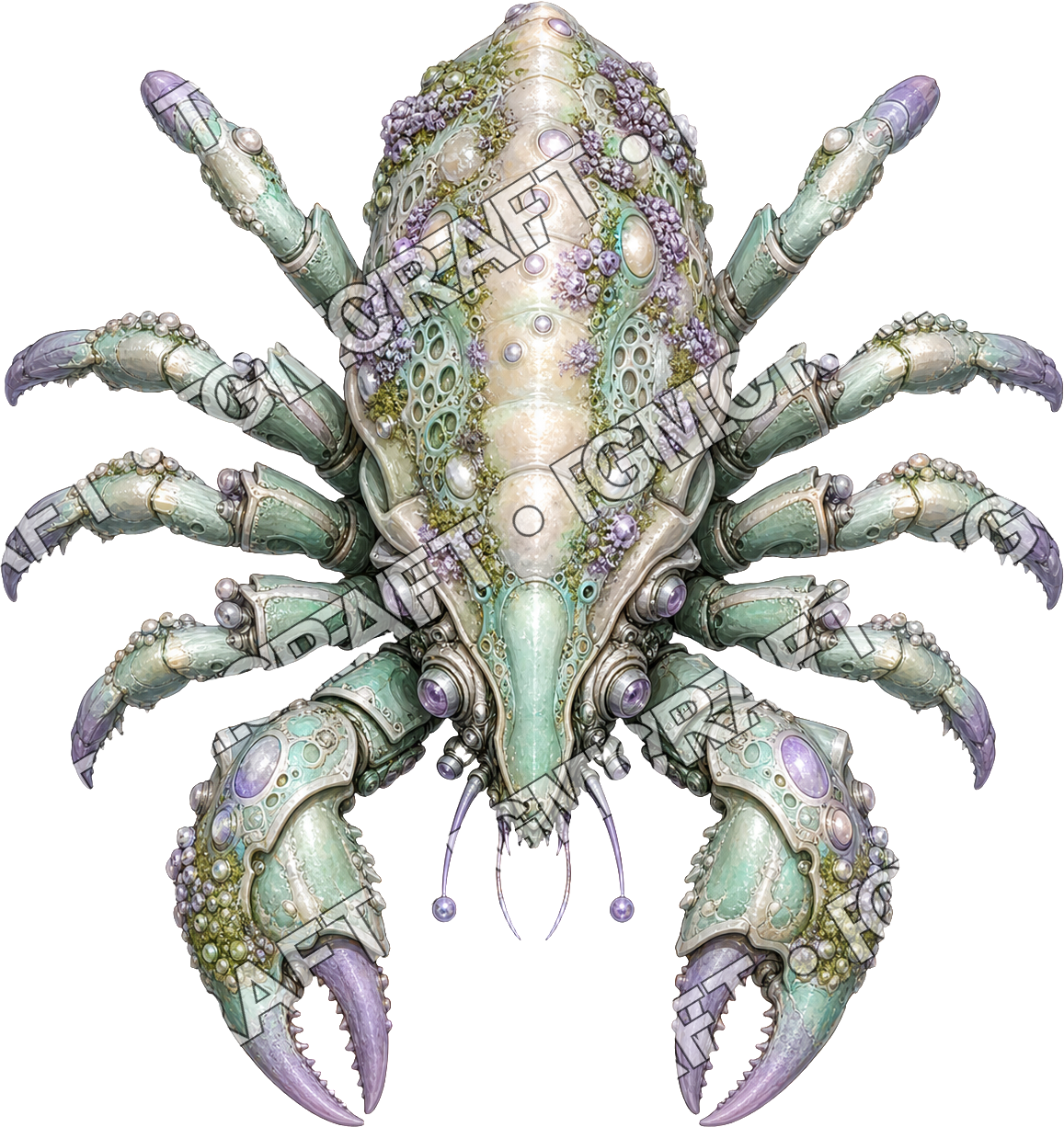 Aperçu du token vu du dessus du crabe Pearl Moss