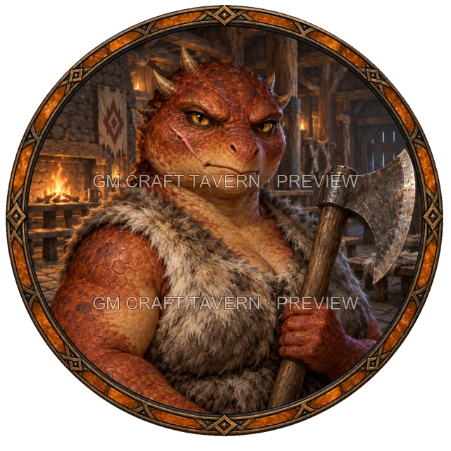 Grom Stonebrook - Barbarian top-down token preview