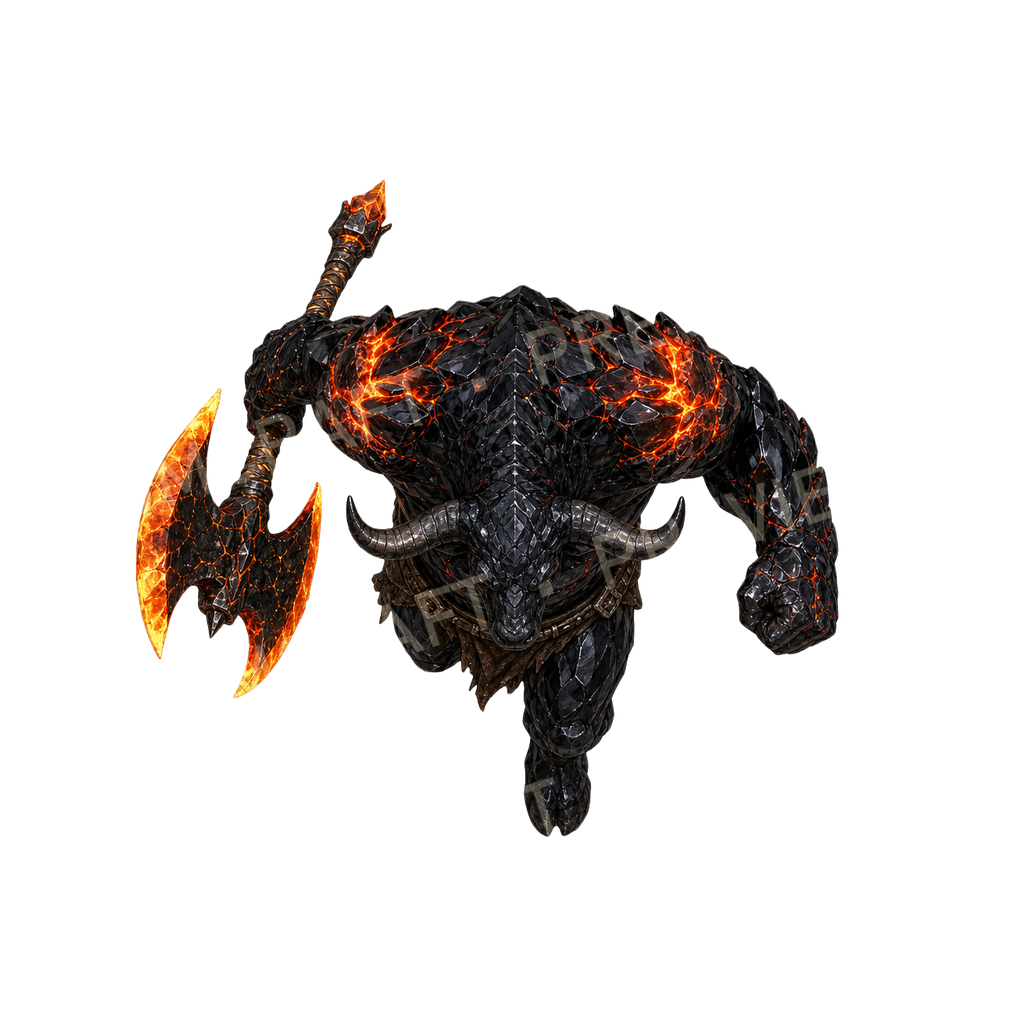 Bundle 30 04 Obsidian Minotaur top-down token preview