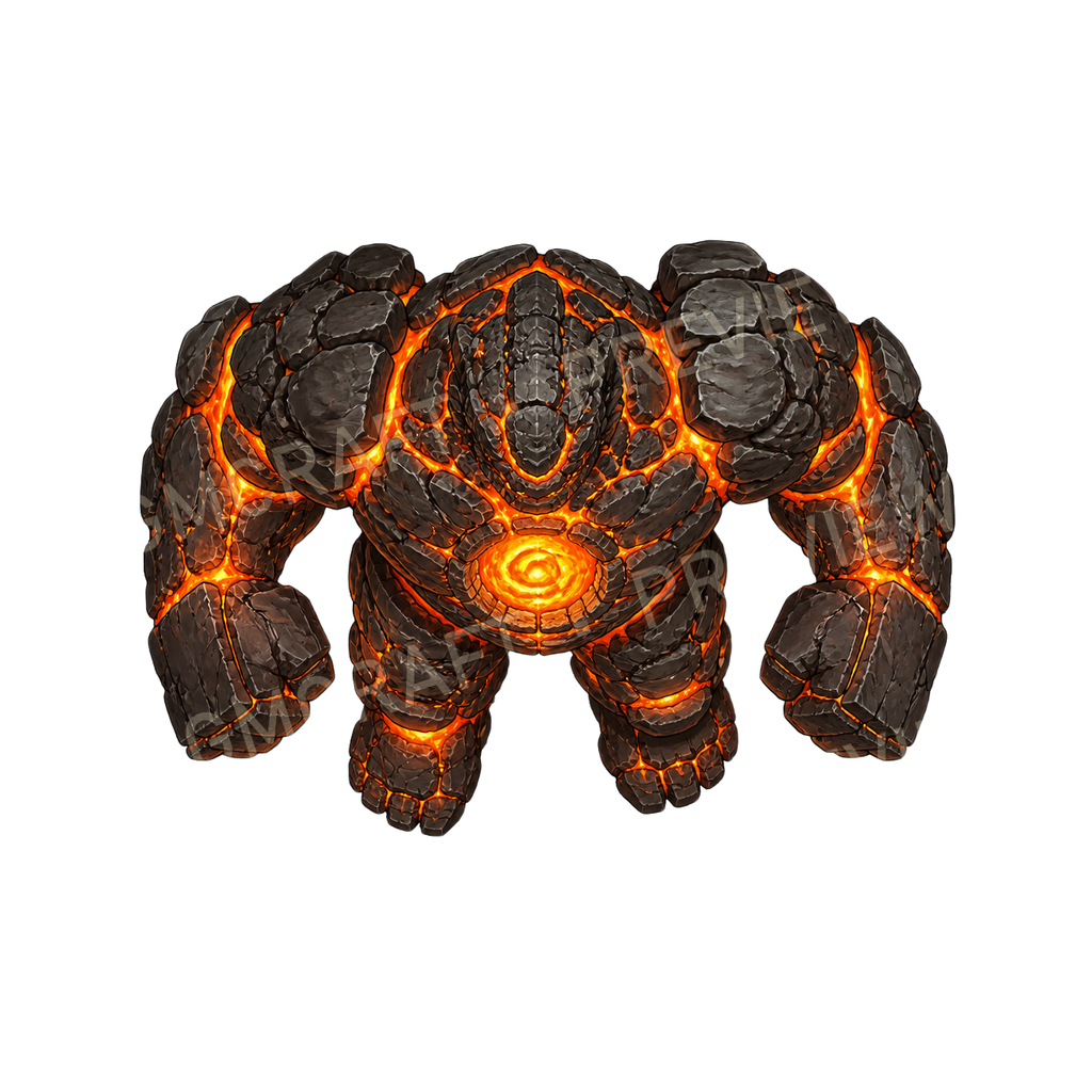 Bundle 30 08 Magma Golem top-down token preview