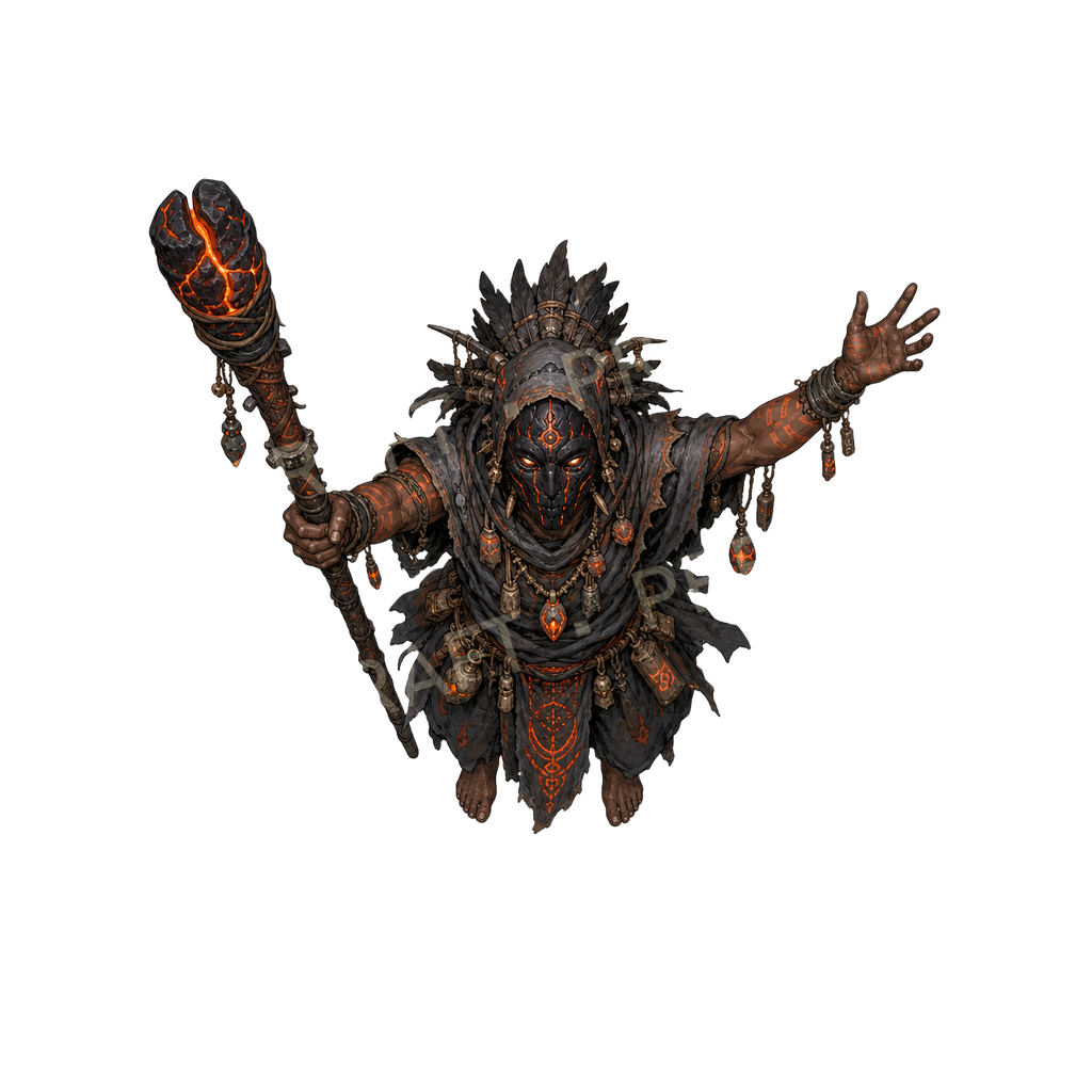 Bundle 30 23 Volcano Shaman top-down token preview