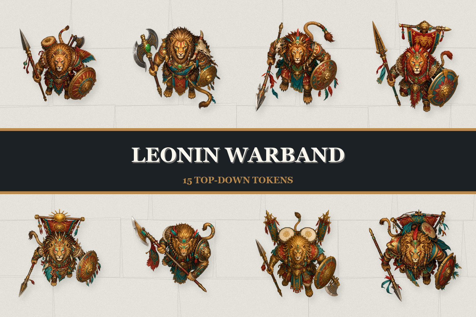 Leonin Warband — 15 Free Top-Down Tokens