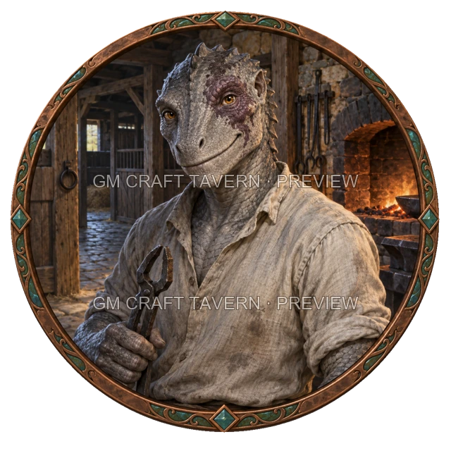 Varka Westmere - aperçu de token de forgeron vu du dessus
