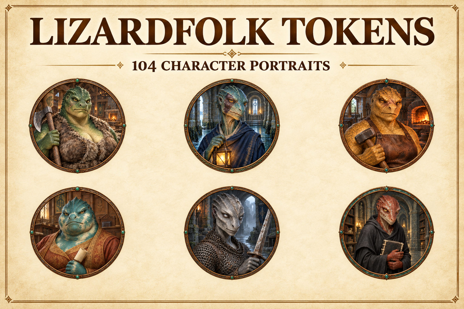 Aperçu du produit Tokens de personnages hommes-lézards 1
