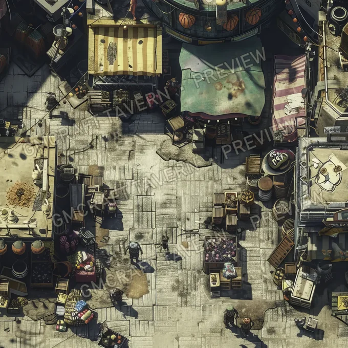 Mutant Marketplace A Bustling Ba battlemap preview