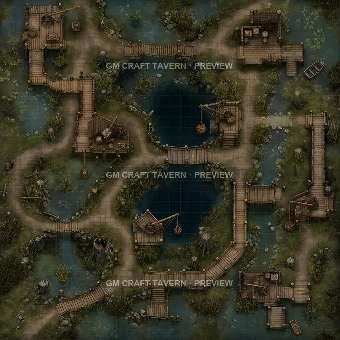 Boardwalk Trade Path Around Deep Sink Pools And Cargo Pulleys battlemap preview